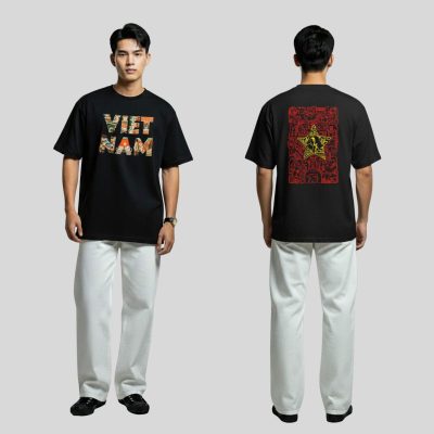 Phối đồ đơn giản với áo thun Việt Nam