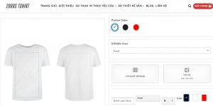 Giao diện phần mềm thiết kế áo thun trực tuyến 2000s Tshirt